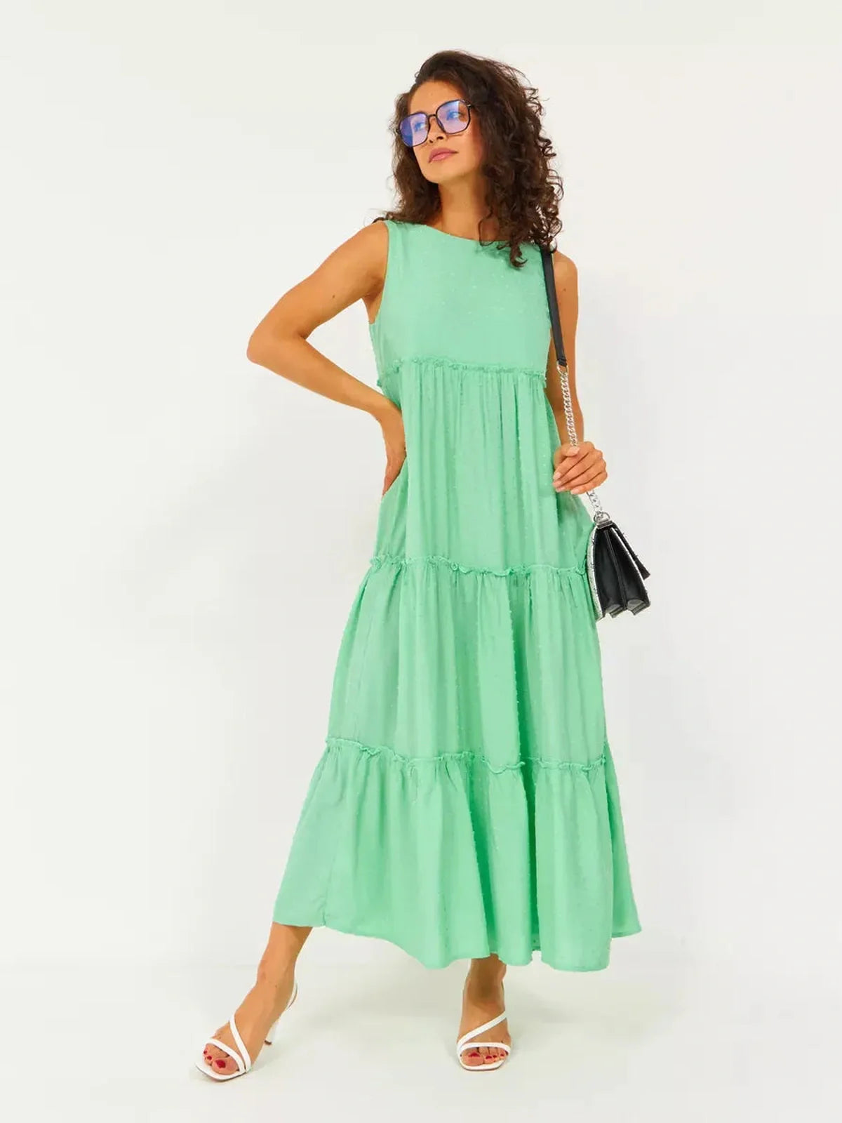 Mint Cascade Midi Dress