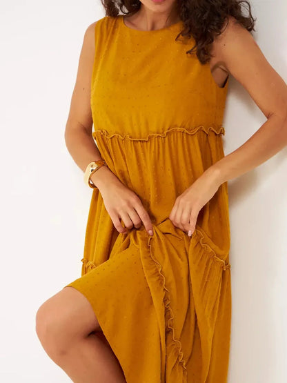 Golden Solstice Midi Dress