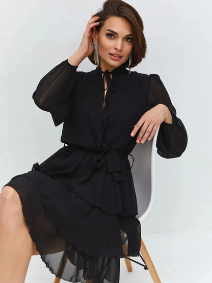 Noir Whisper Midi Dress
