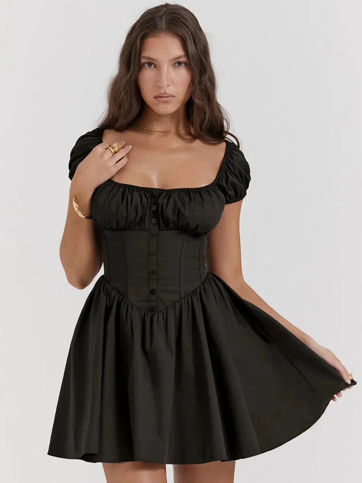 Noir Bloom Mini Dress