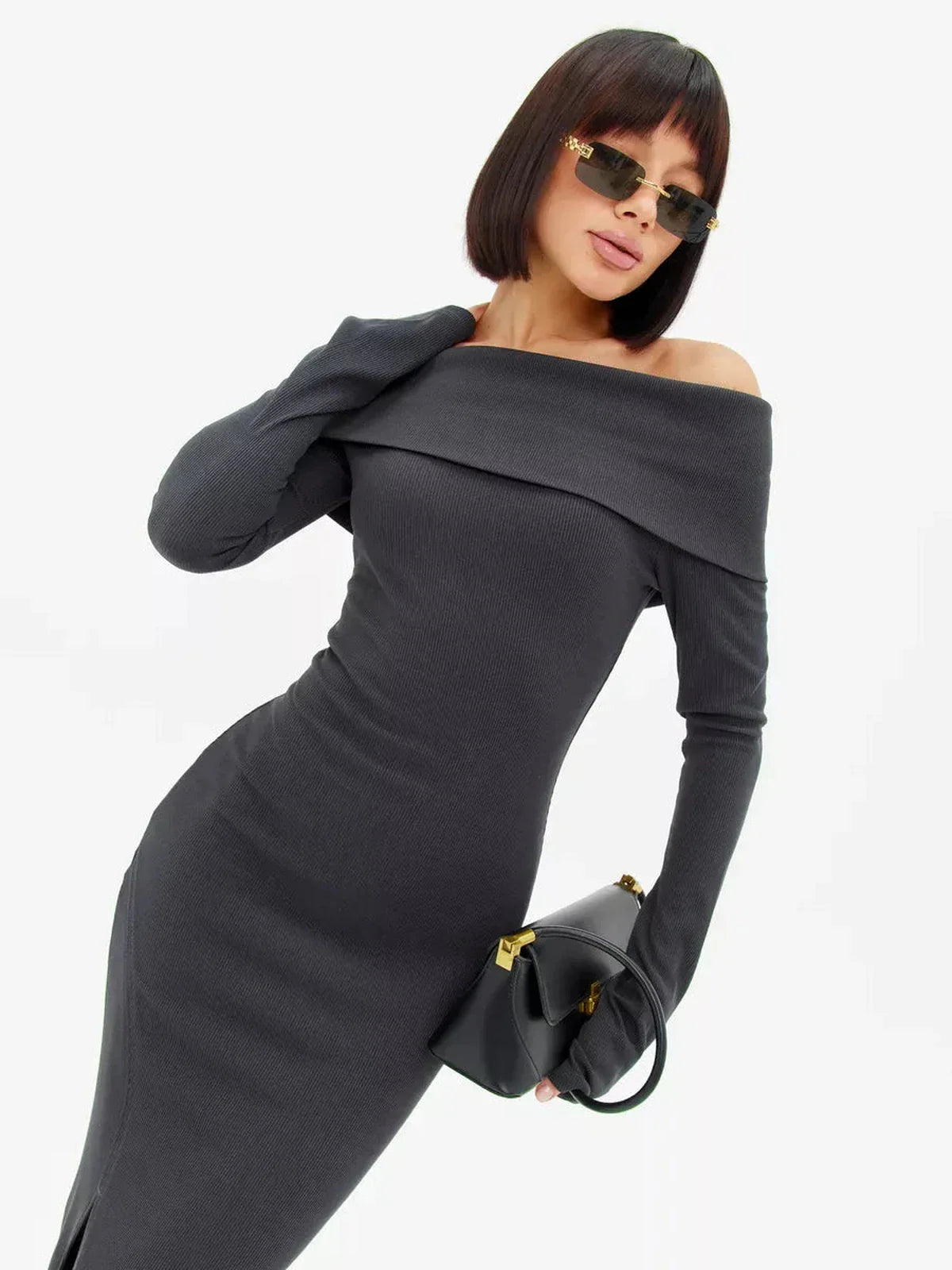 Midnight Drape Midi Dress