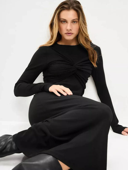 Noir Sculpt Midi Dress