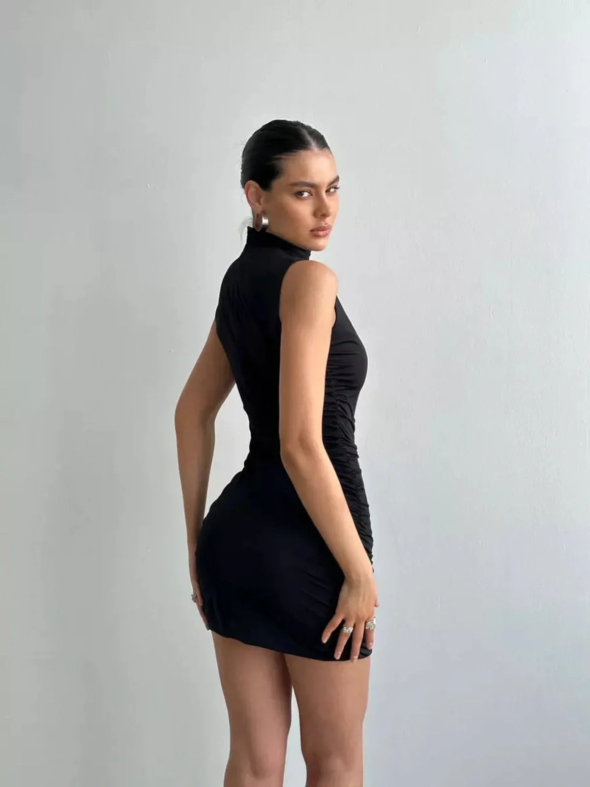 Noir Sculpt Mini Dress