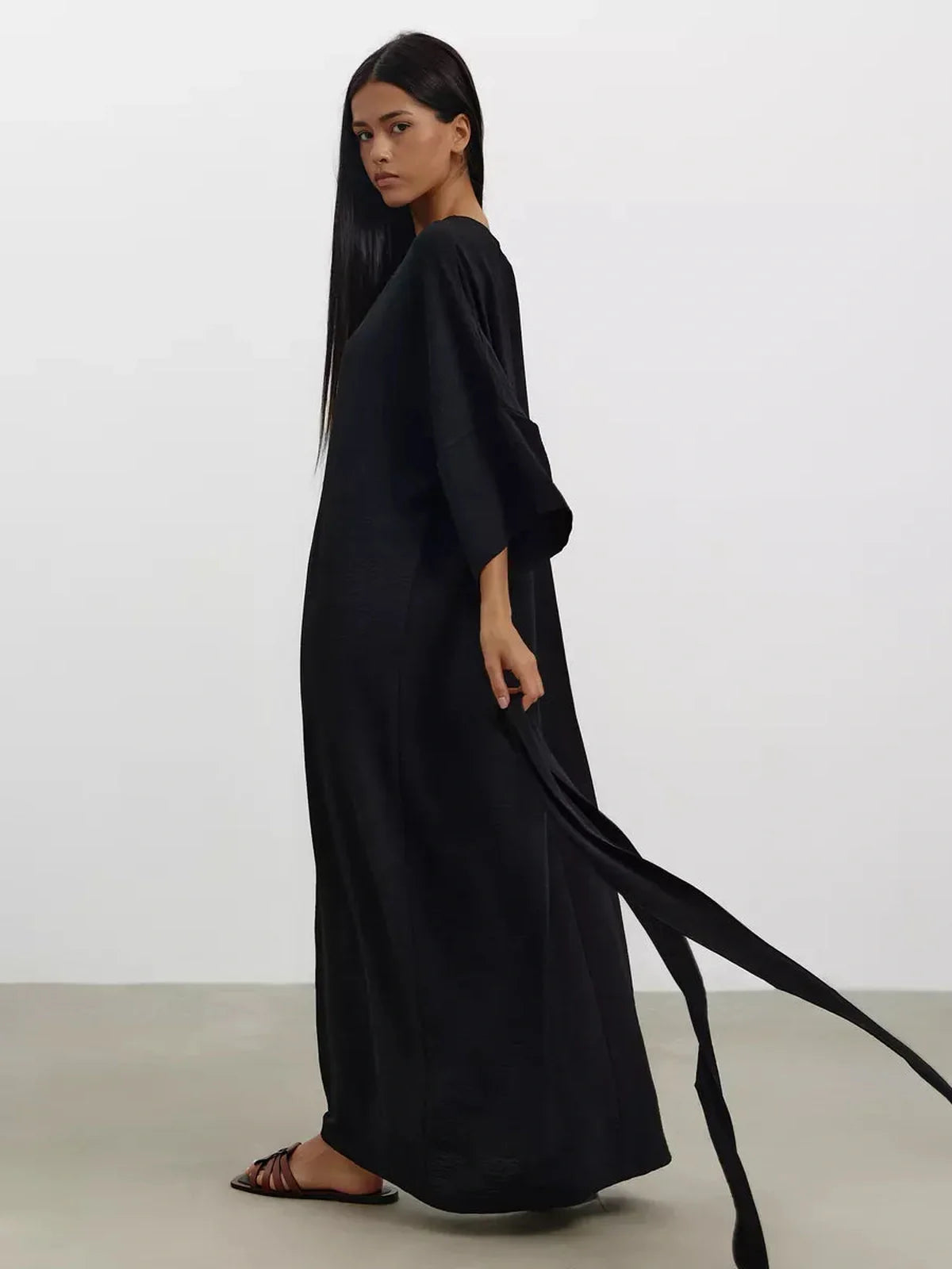 Noir Drift Maxi Dress