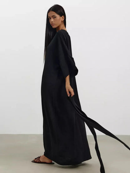 Noir Drift Maxi Dress