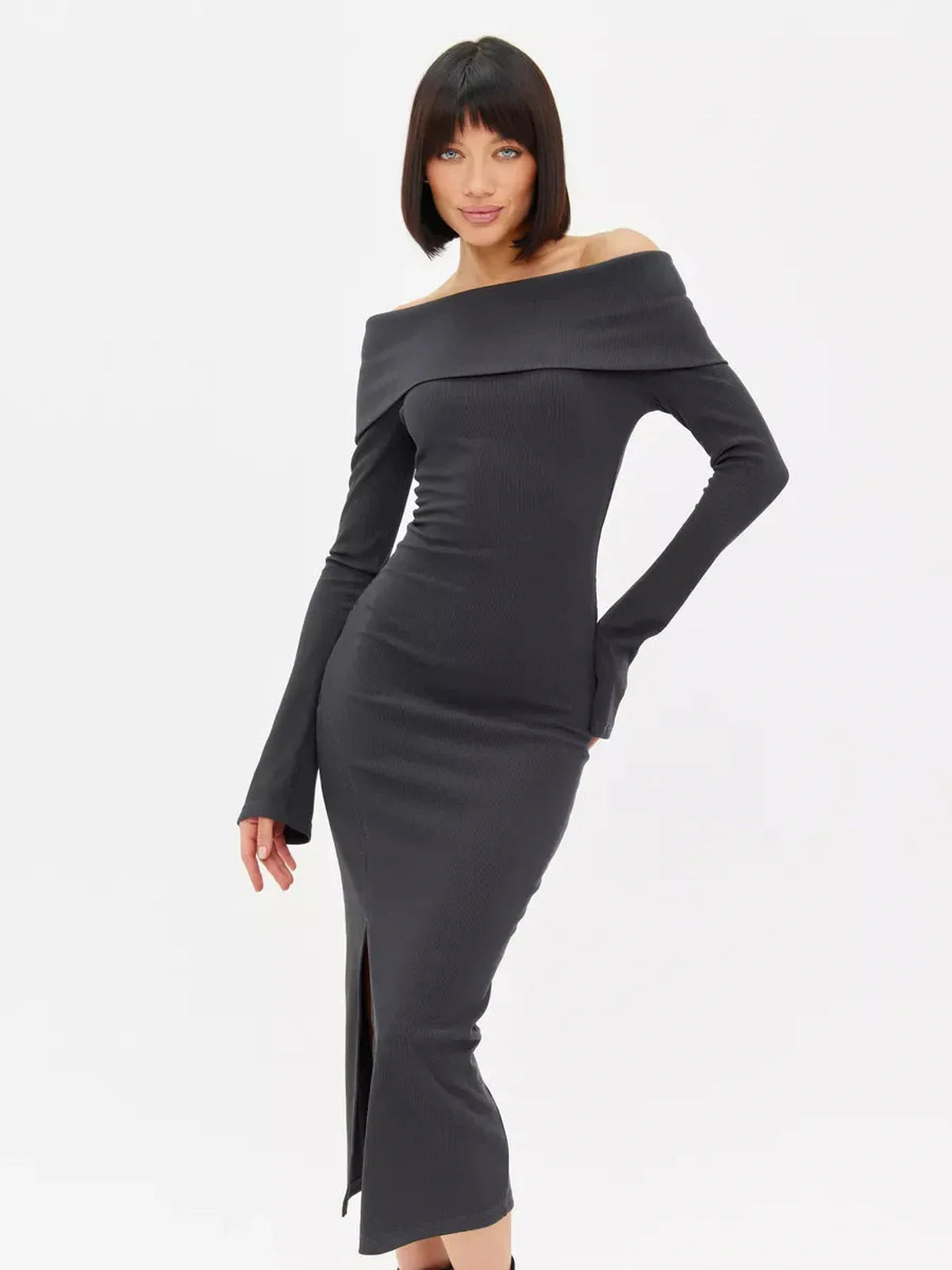 Midnight Drape Midi Dress