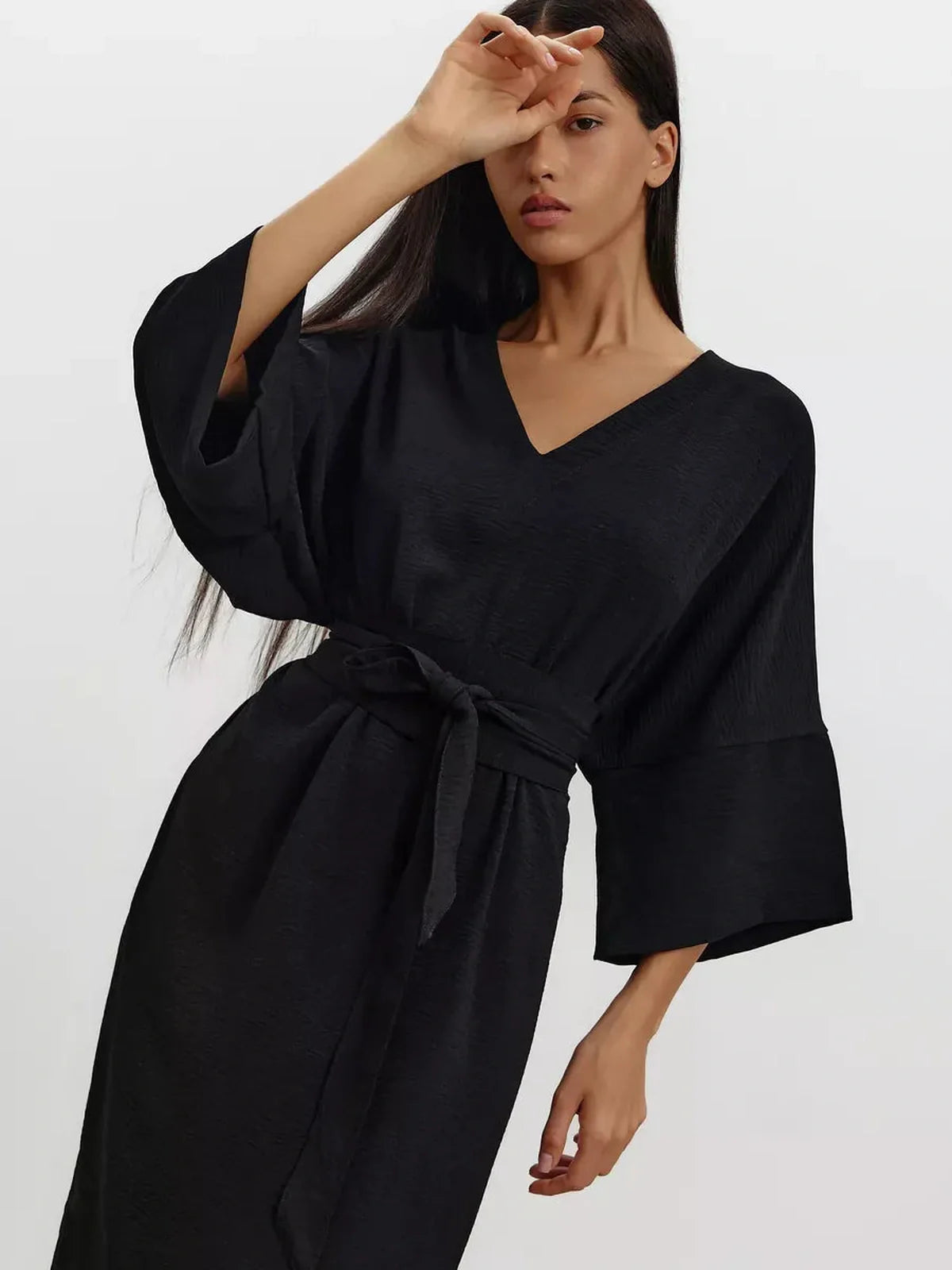 Noir Drift Maxi Dress