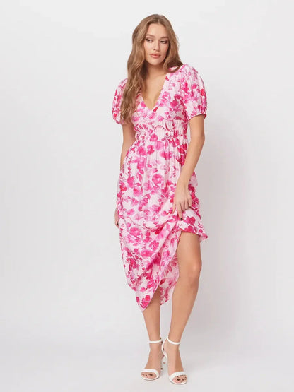 Rosé Bloom Midi Dress