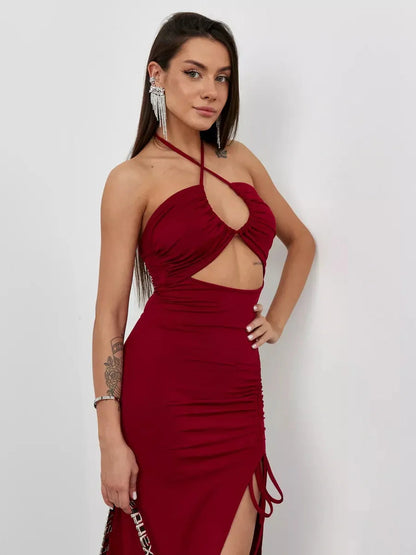 Velvet Ember Midi Dress