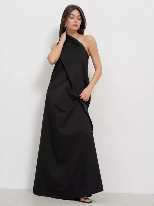 Noir Fold Maxi Dress