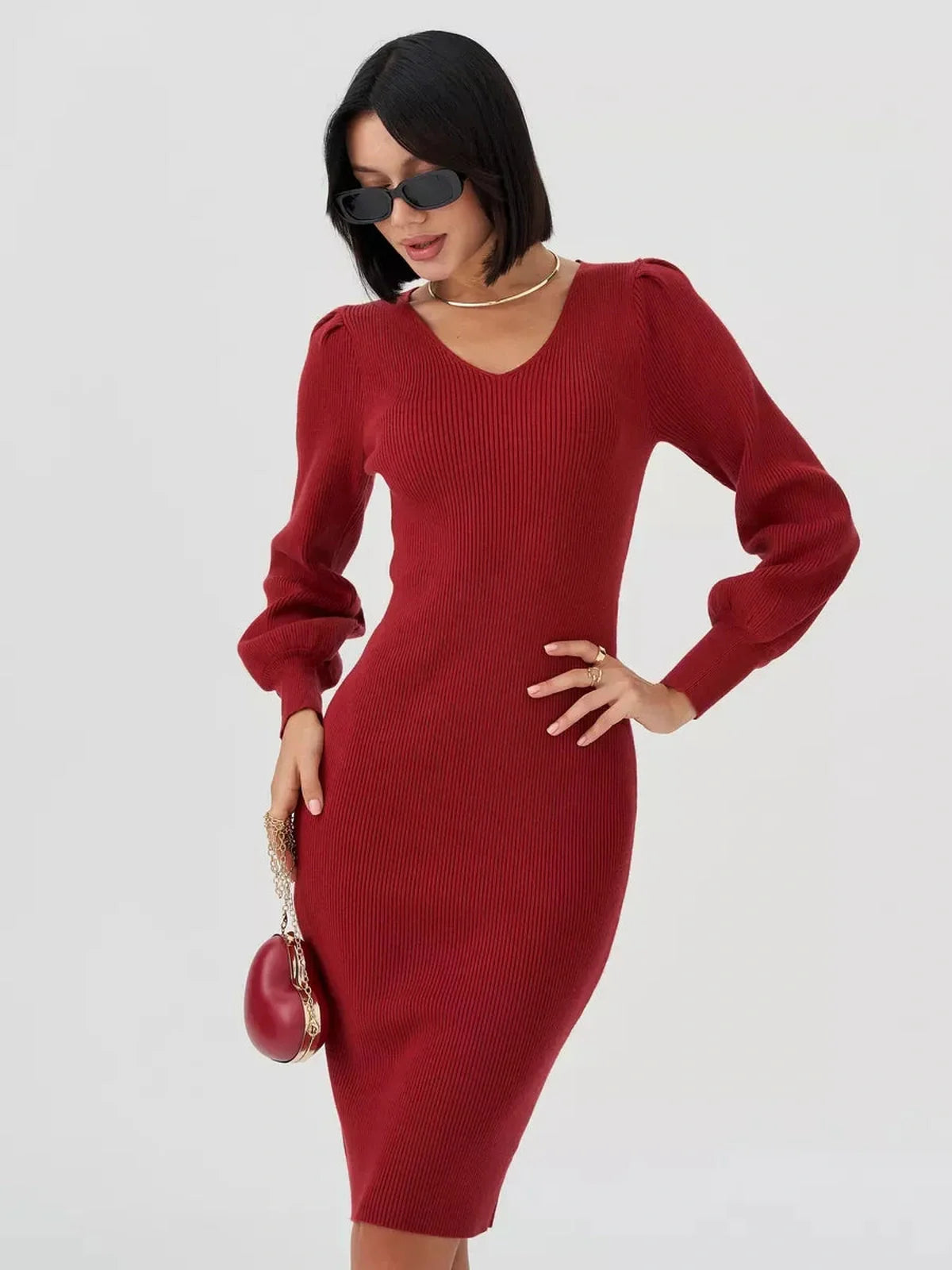 Crimson Curve Mini Dress