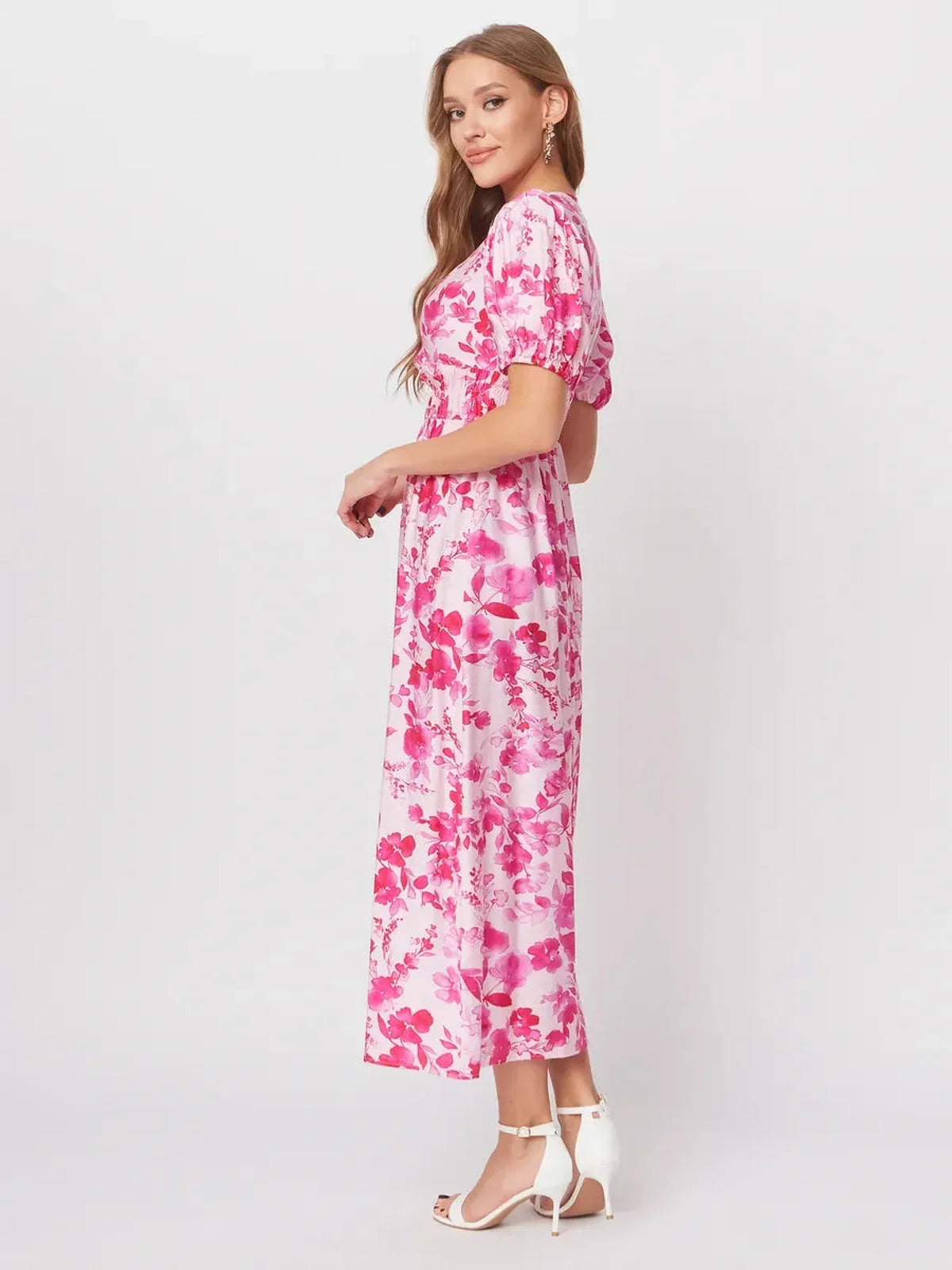 Rosé Bloom Midi Dress