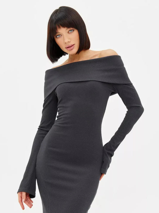 Midnight Drape Midi Dress