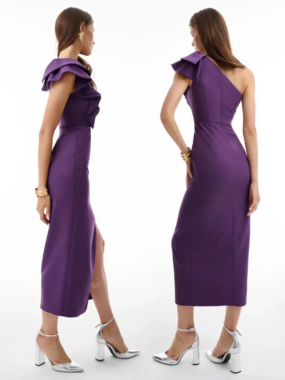 Royal Ruffle Midi Dress