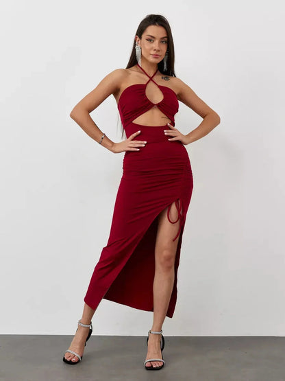 Velvet Ember Midi Dress