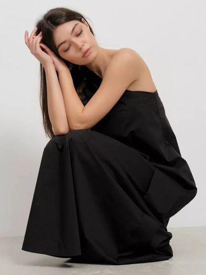 Noir Fold Maxi Dress