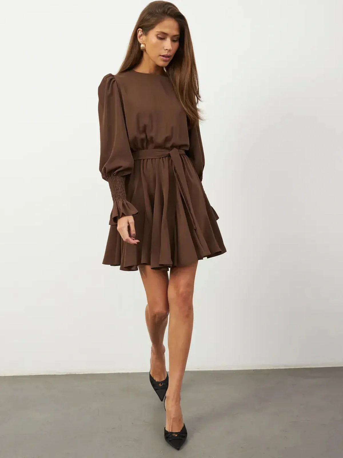 Mocha Grace Mini Dress