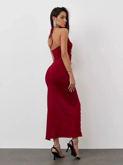 Velvet Ember Midi Dress