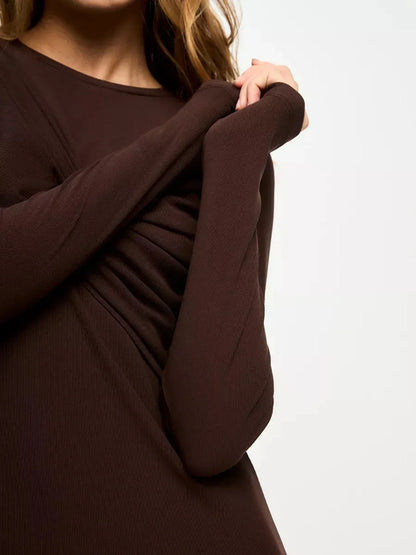 Mocha Fold Midi Dress