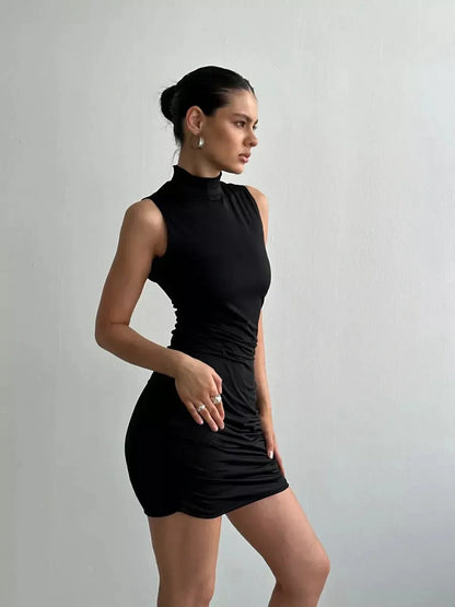 Noir Sculpt Mini Dress