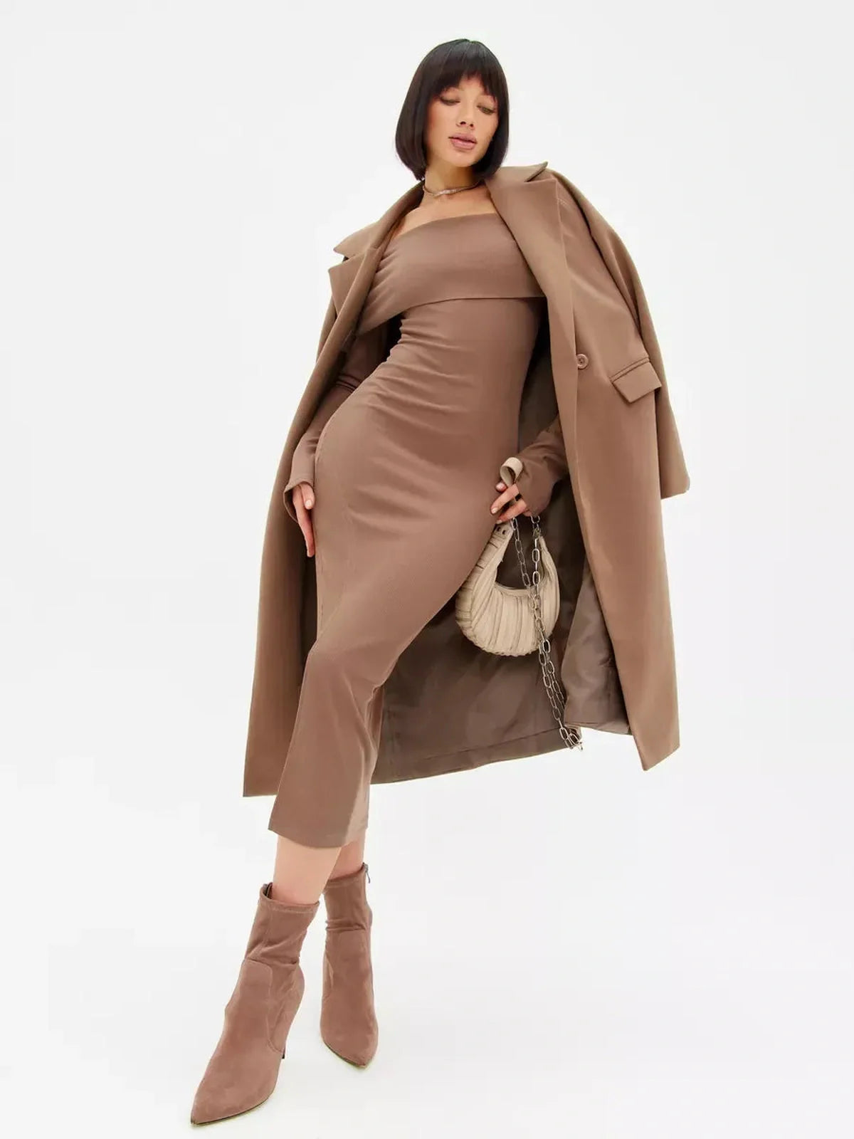 Sculpted Charm Midi Dress