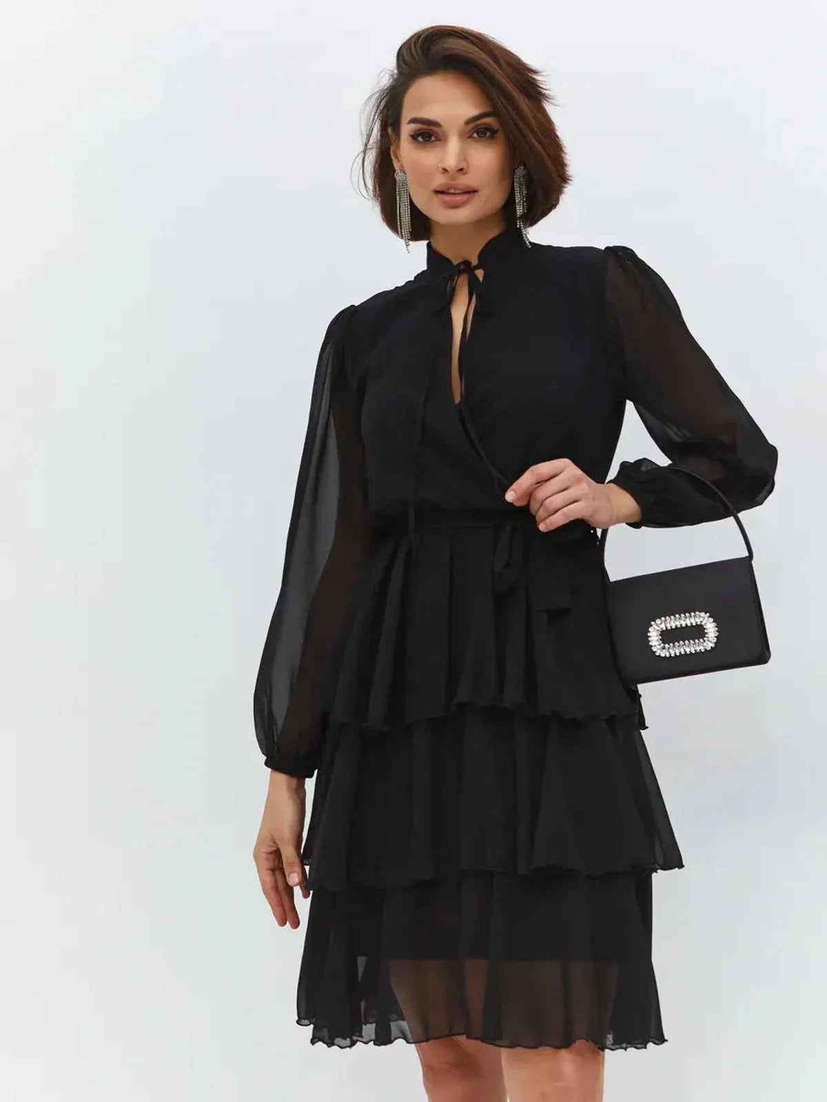 Noir Whisper Midi Dress