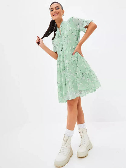Mint Bloom Mini Dress