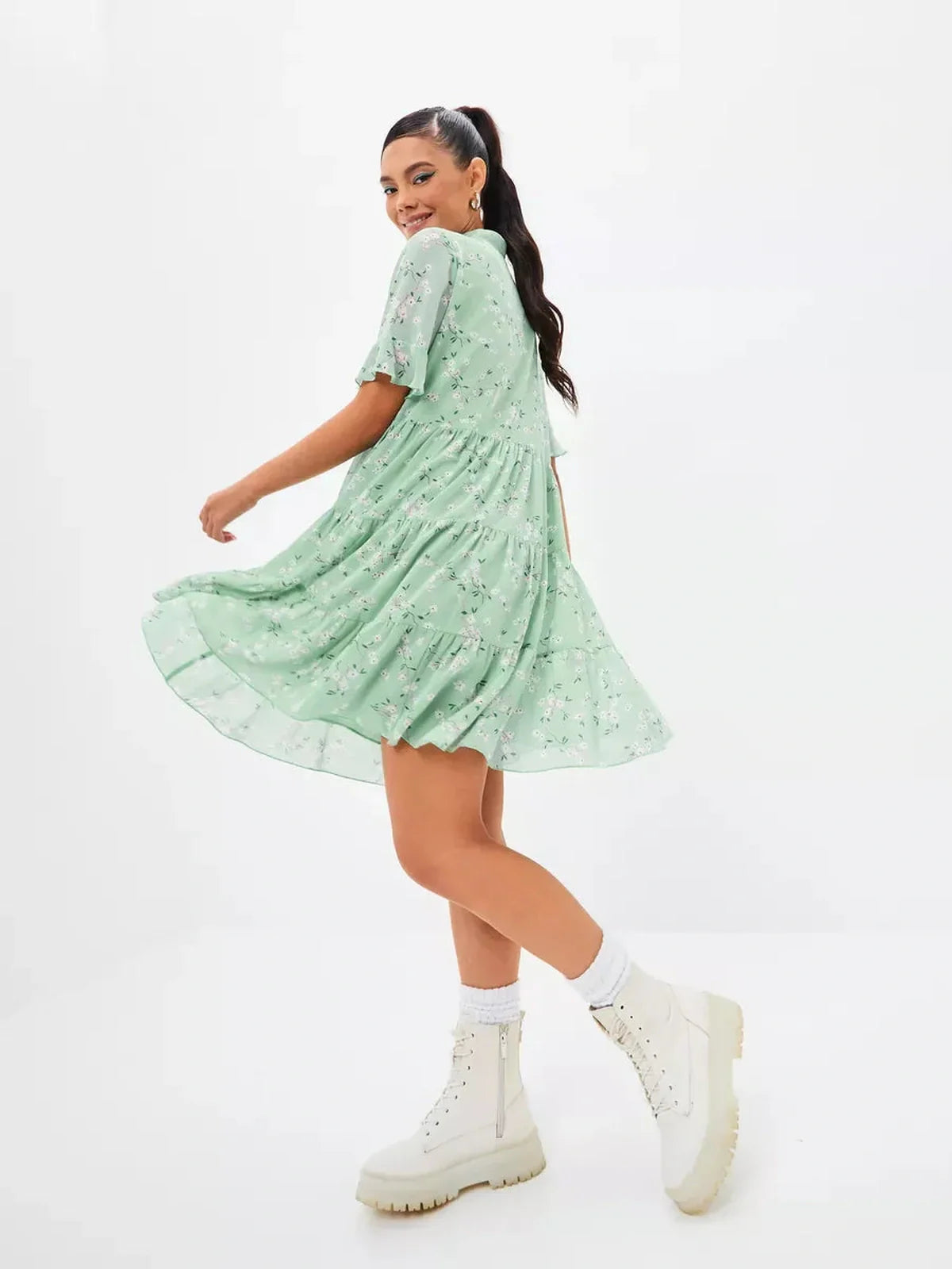 Mint Bloom Mini Dress
