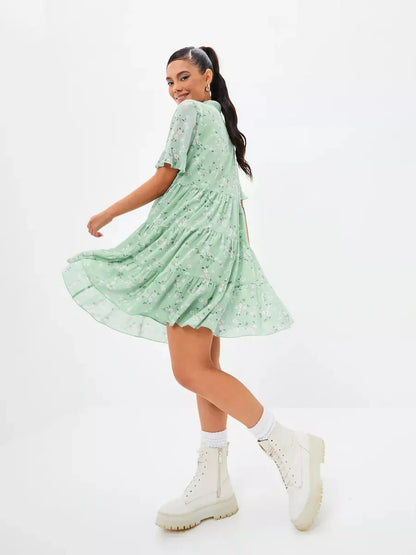 Mint Bloom Mini Dress