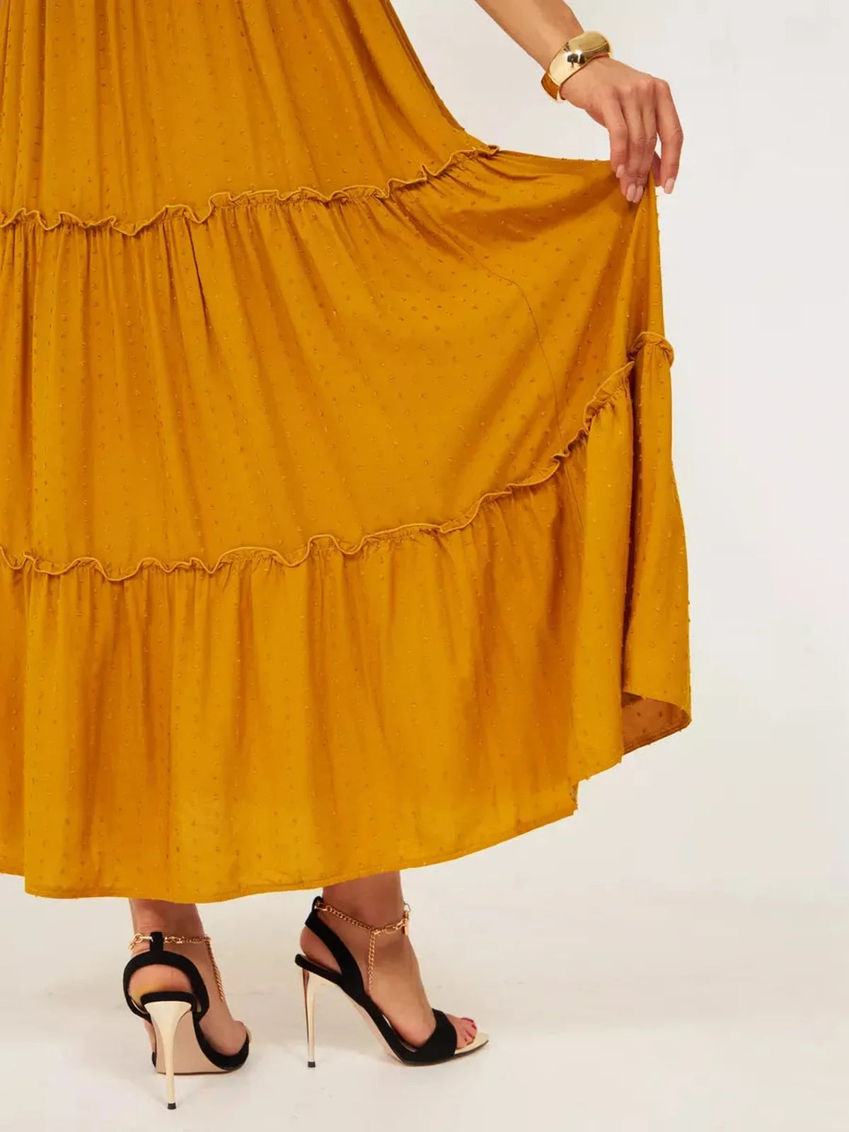 Golden Solstice Midi Dress