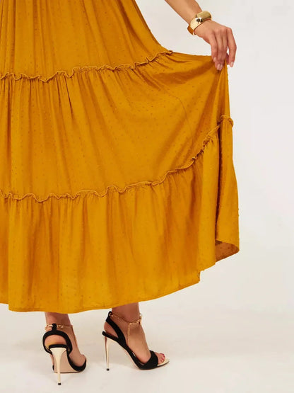Golden Solstice Midi Dress
