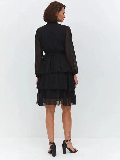 Noir Whisper Midi Dress