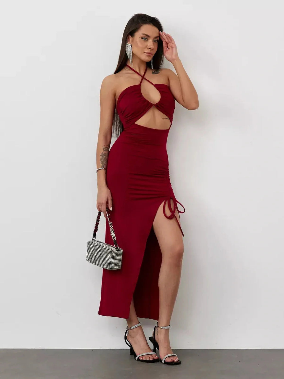 Velvet Ember Midi Dress