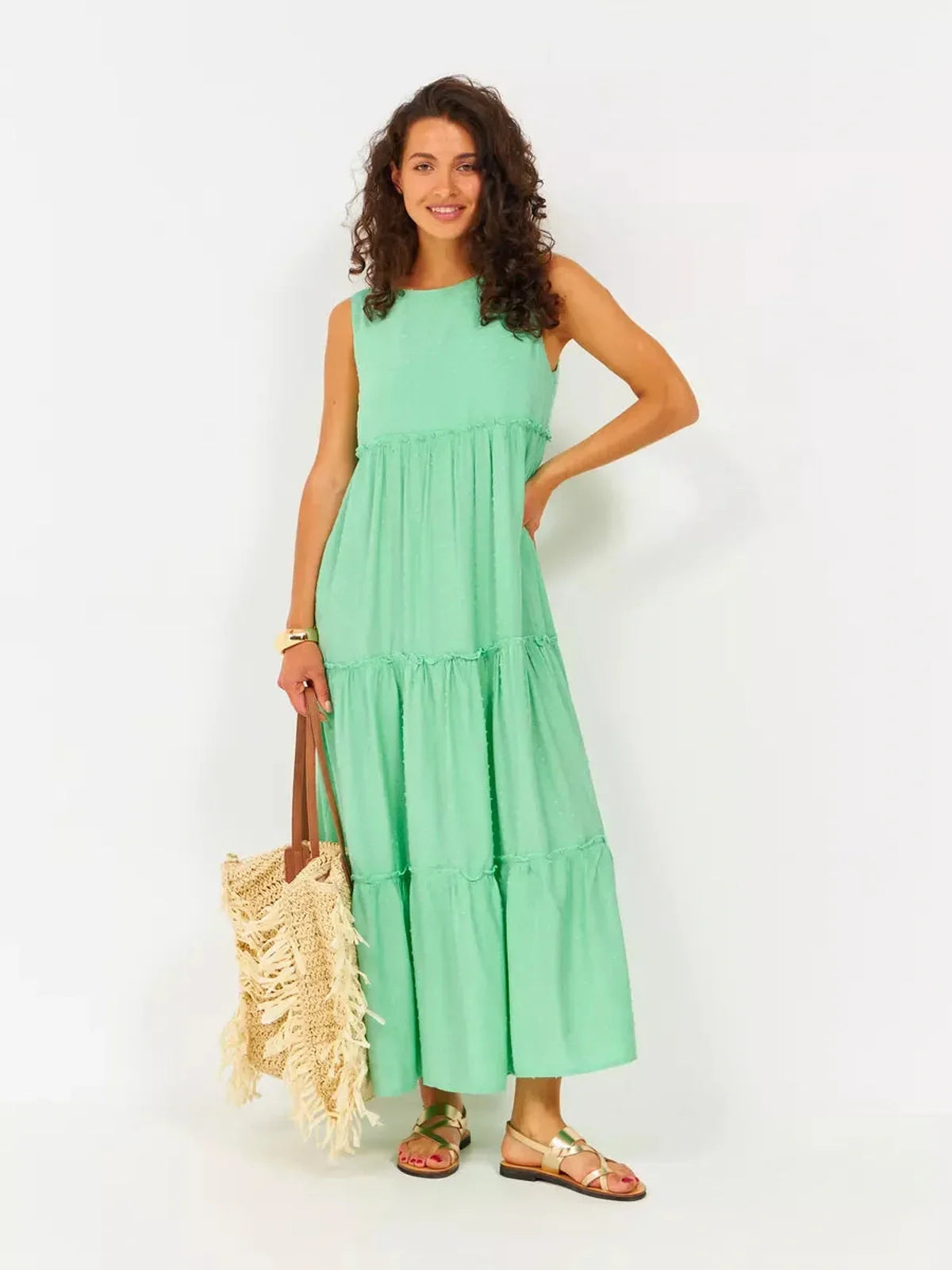 Mint Cascade Midi Dress