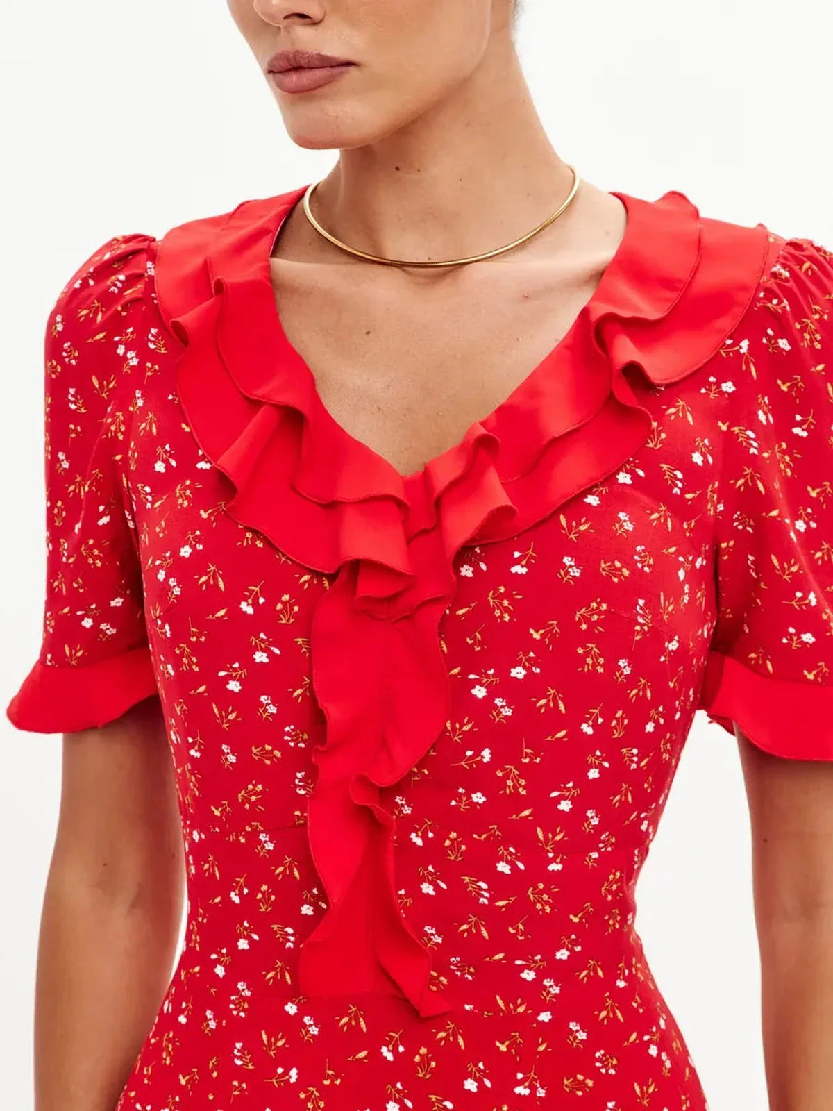 Crimson Charm Midi Dress