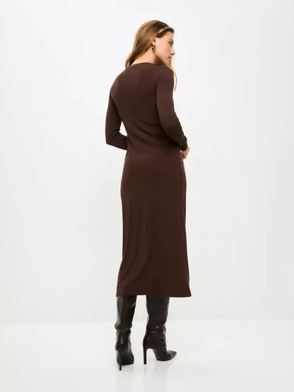Mocha Fold Midi Dress