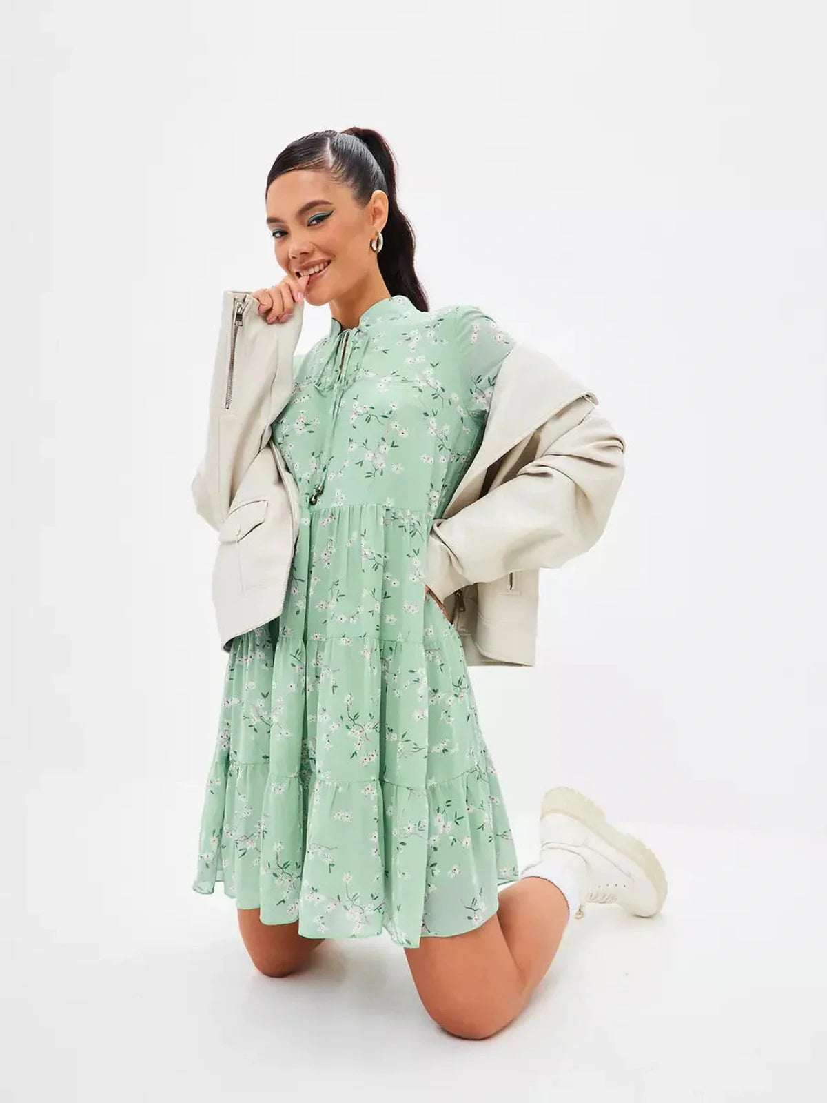 Mint Bloom Mini Dress