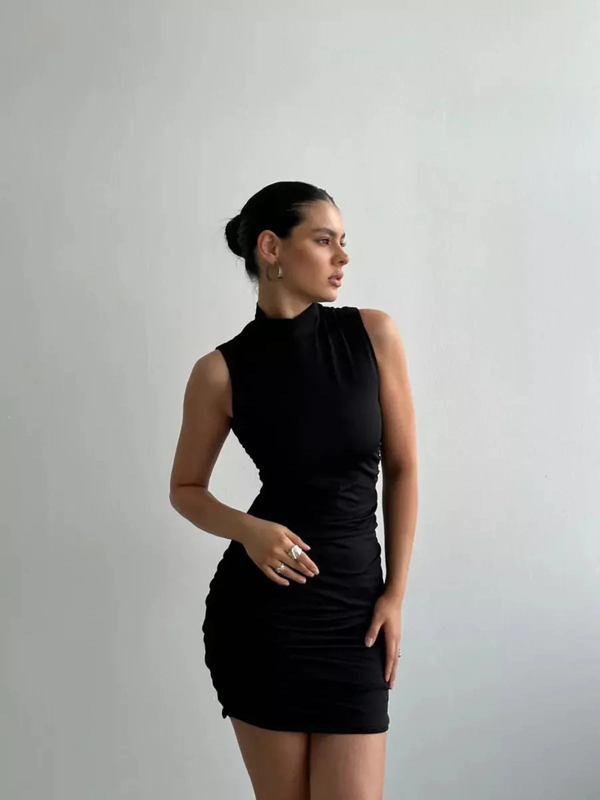 Noir Sculpt Mini Dress