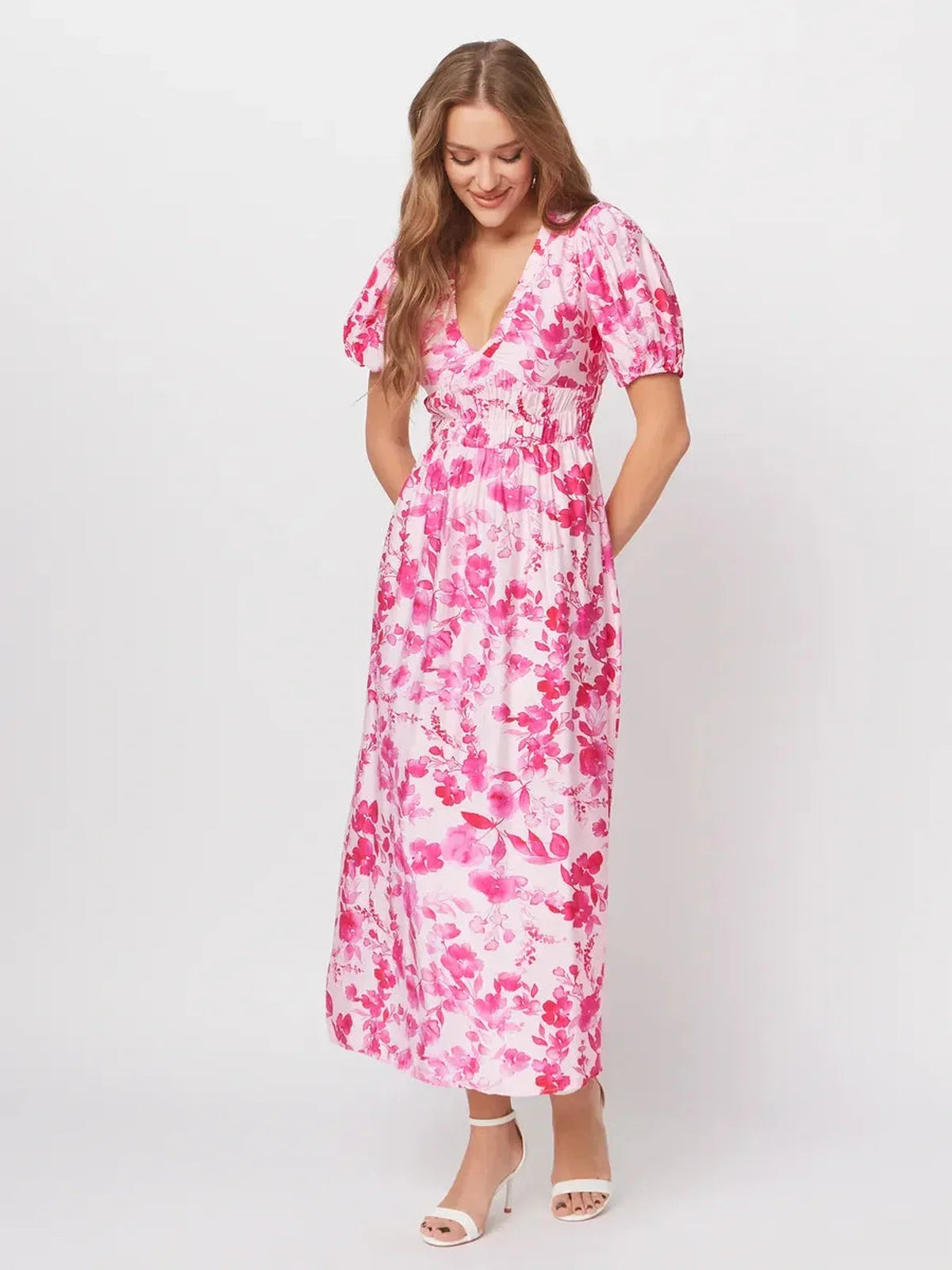 Rosé Bloom Midi Dress