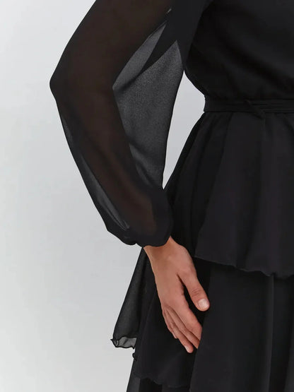 Noir Whisper Midi Dress