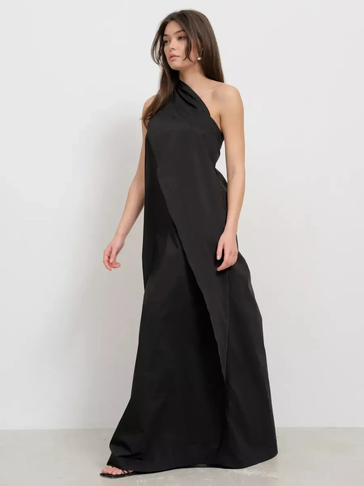 Noir Fold Maxi Dress