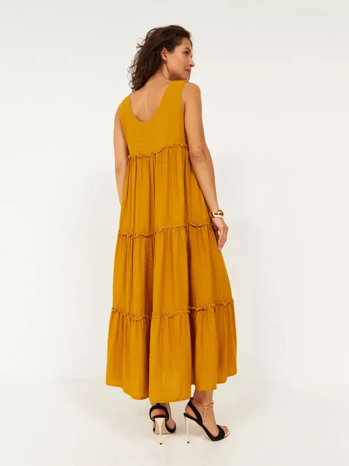 Golden Solstice Midi Dress