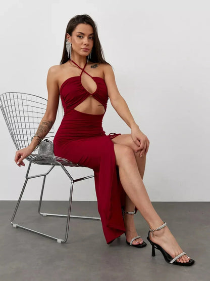 Velvet Ember Midi Dress