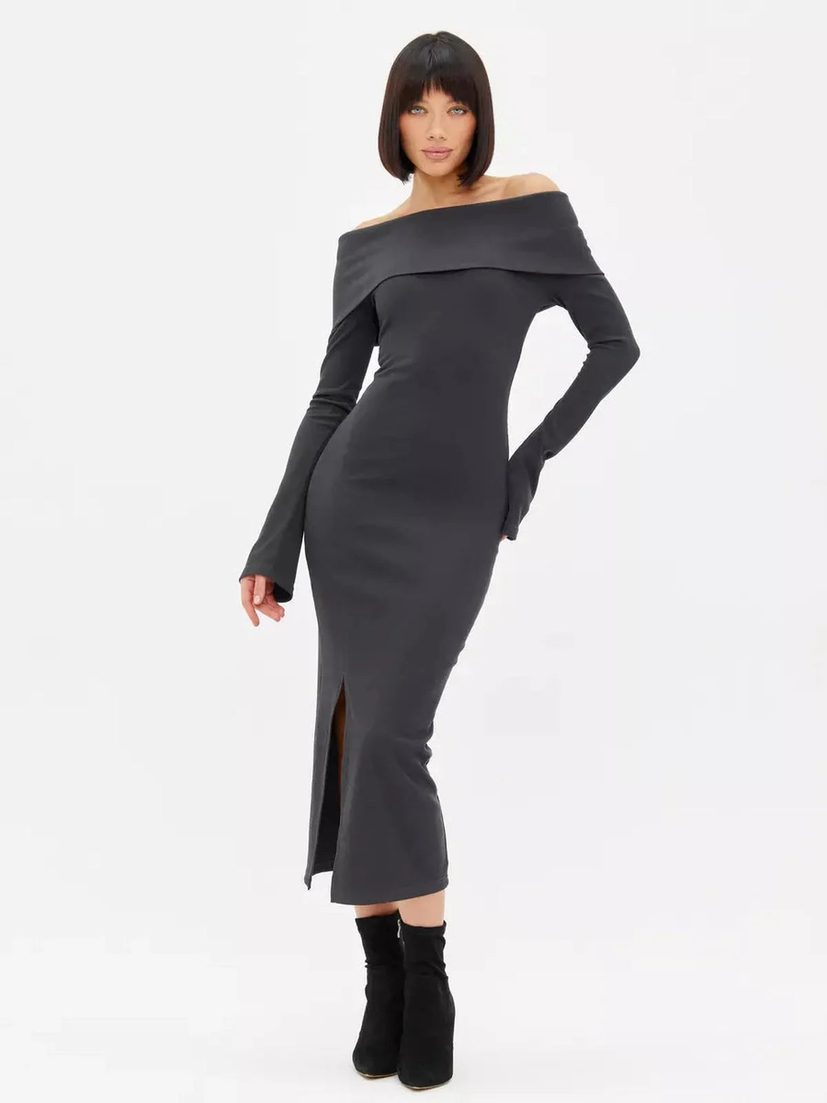 Midnight Drape Midi Dress