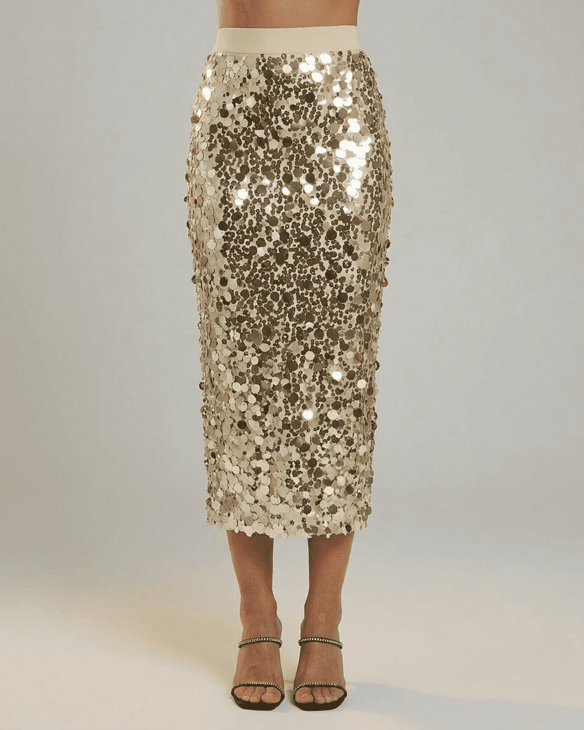 Aureline Midi Skirt by Slimona – Sequin High Waist Bodycon Midi Skirt for elegant evening styling.