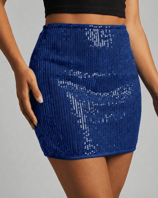 Azure Mini Skirt by Slimona – Sequin high waist bodycon design in striking blue for evening and party wardrobes.