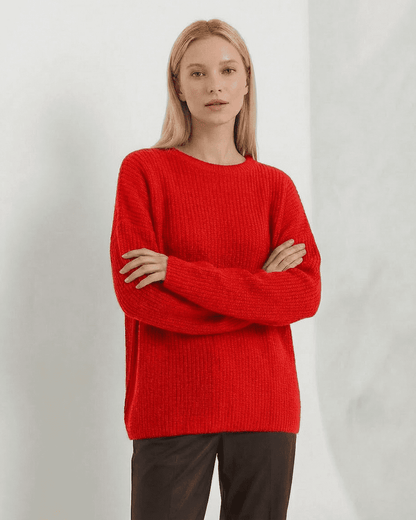 Ember Sweater by Slimona - Bold thick knit sweater in vibrant red for ultimate warmth and style.