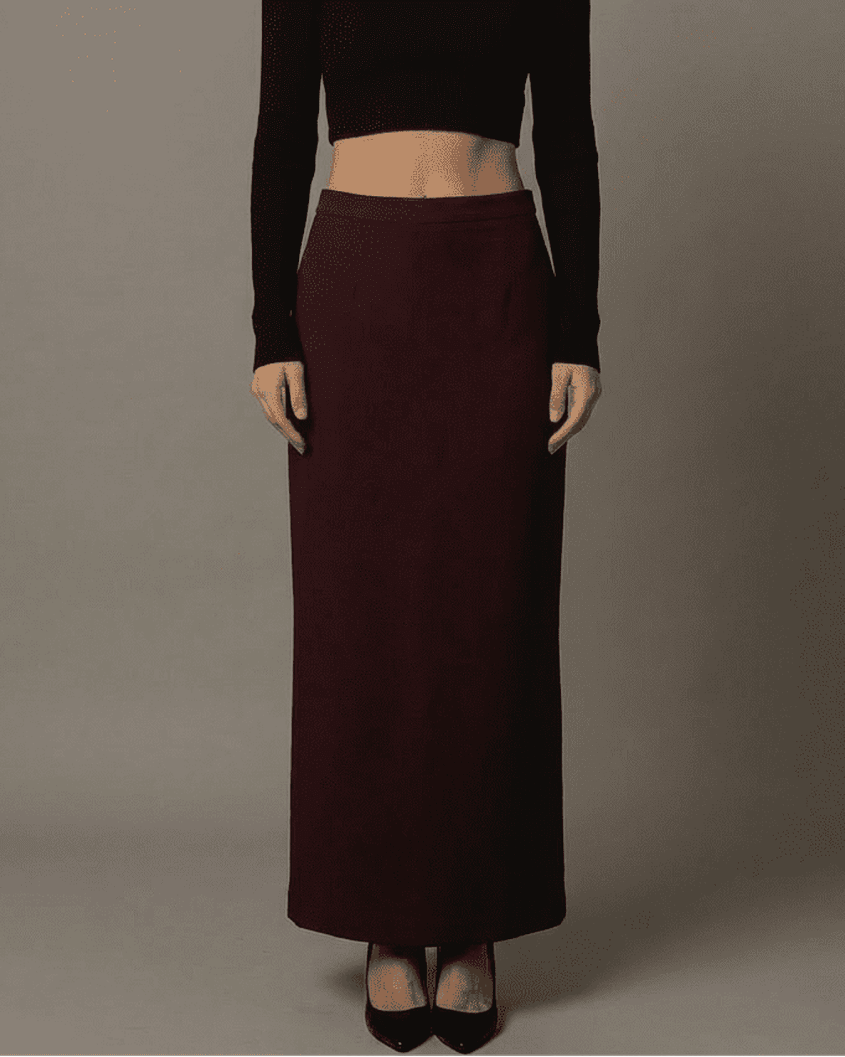 Merlot Maxi Skirt by Slimona - High-waisted straight silhouette with elegant slit.
