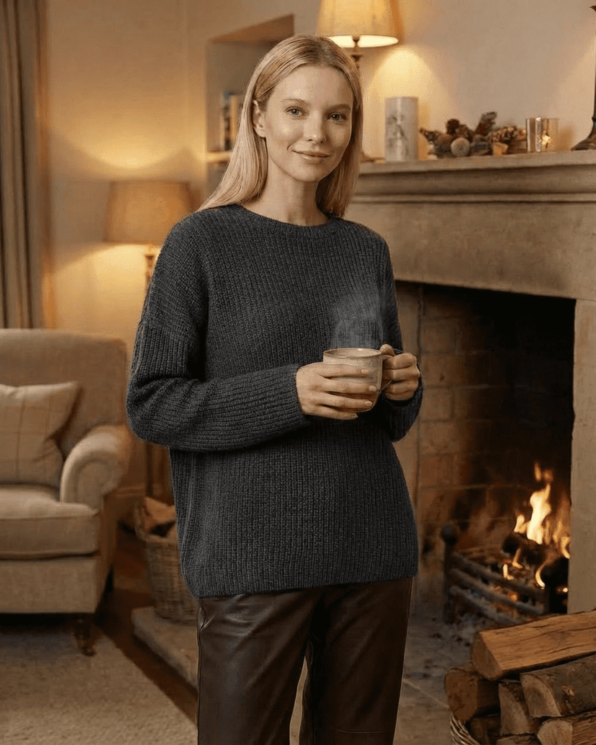 Vega Sweater by Slimona, luxurious thick knit sweater for cozy wear, featuring a relaxed fit and modern style.